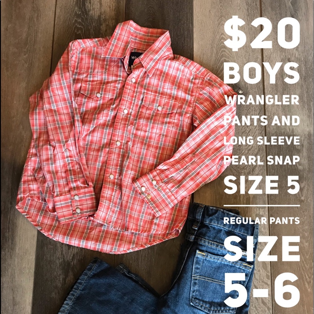 Boys Wrangler Pearl Snap Shirt and Jeans size 5-6